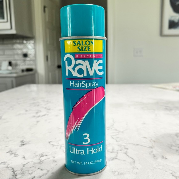 Rave Hair Spray Vintage 90's Ultra Hold 3 Set Hair Big Hair 14 Oz Film Prop FULL - Picture 1 of 4